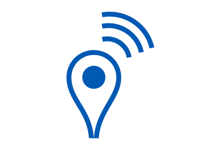 Icône bleue Technologies de localisation