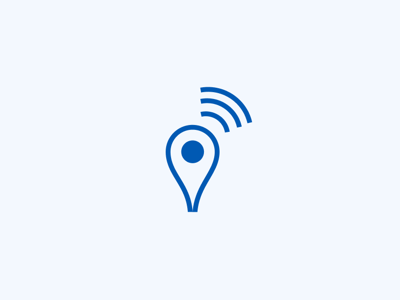 Ikona technologii lokalizacji na niebieskim tle