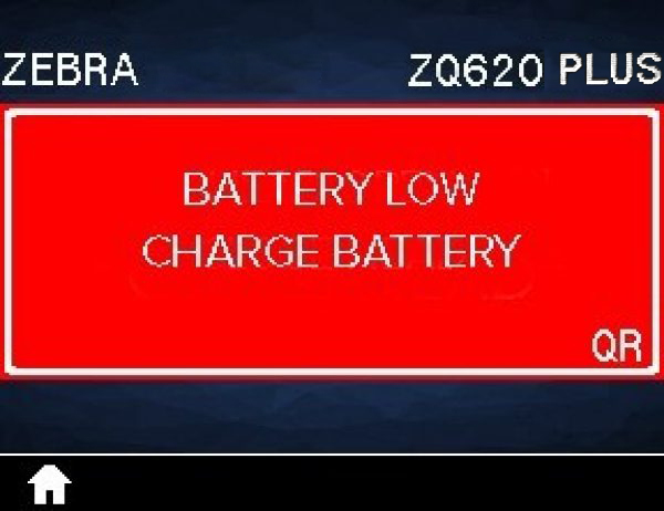 ZQ620 Plus Battery Low Charge Battery QR Errror