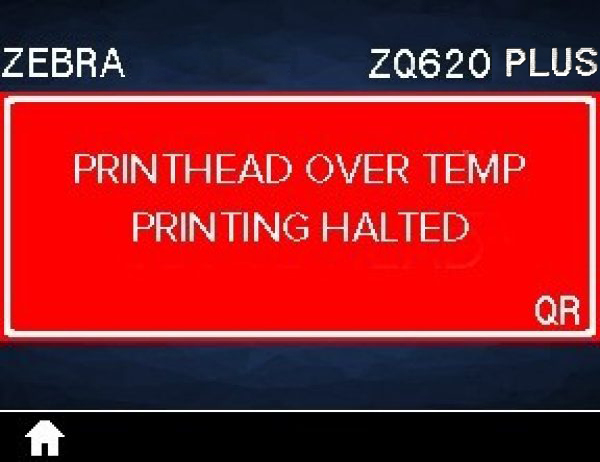 ZQ620 Printhead Over Temp Printing Halted QR Error