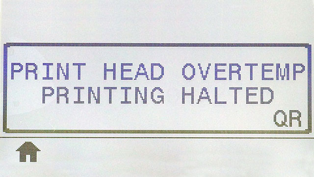 Print Head Overtemp Printing Halted