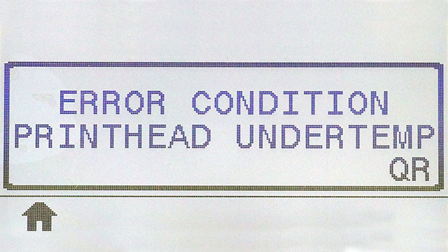 Error Condition Printhead Undertemp