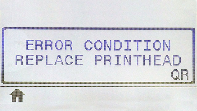Error Condition Replace Printhead