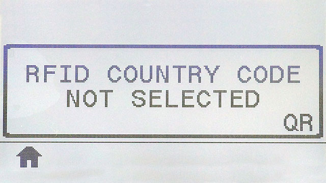 RFID Country Code Not Selected