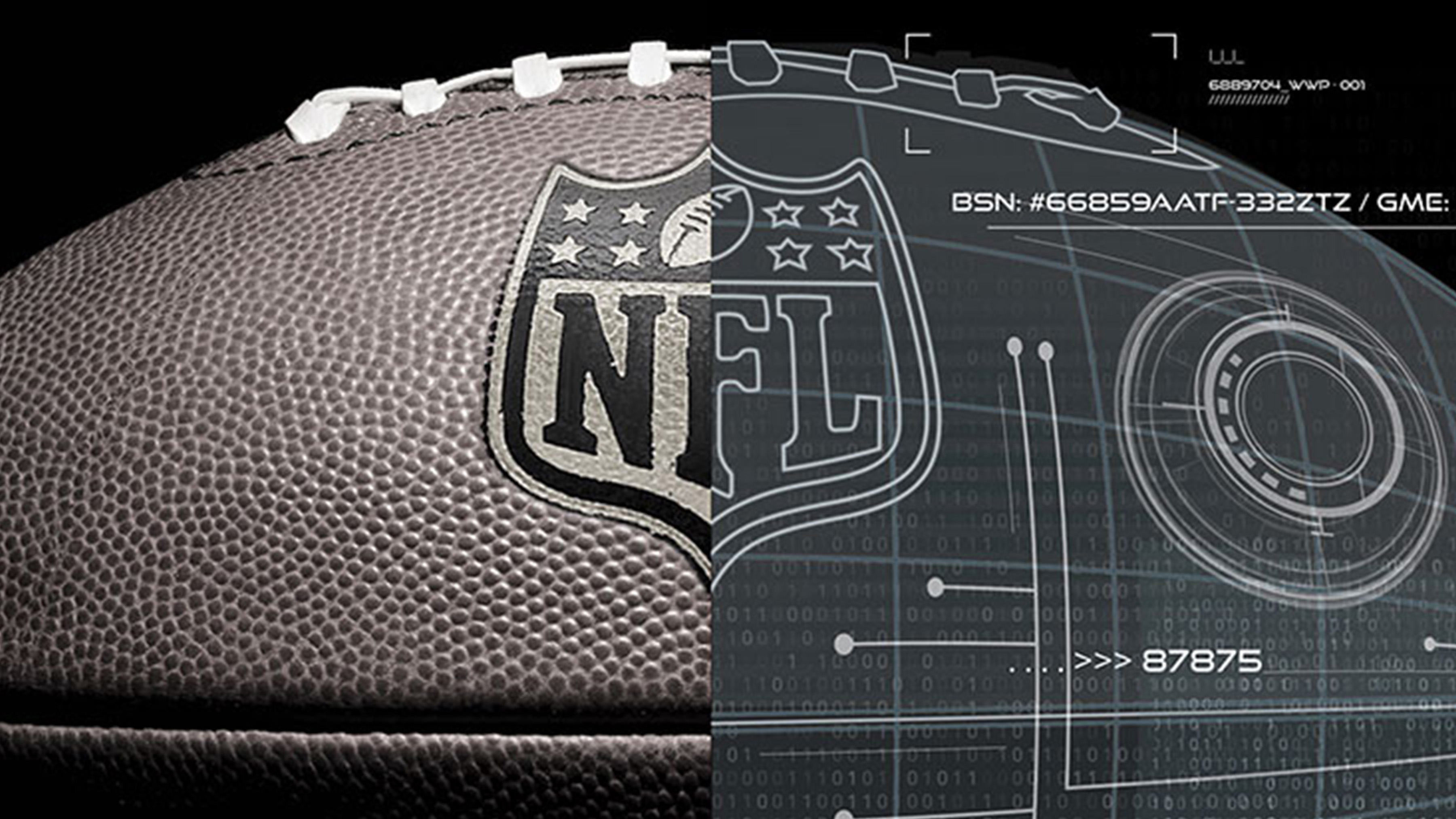 Image splice of a NFL football and the technology partnership Zebra provides Image splice of a NFL football and the technology partnership Zebra provides