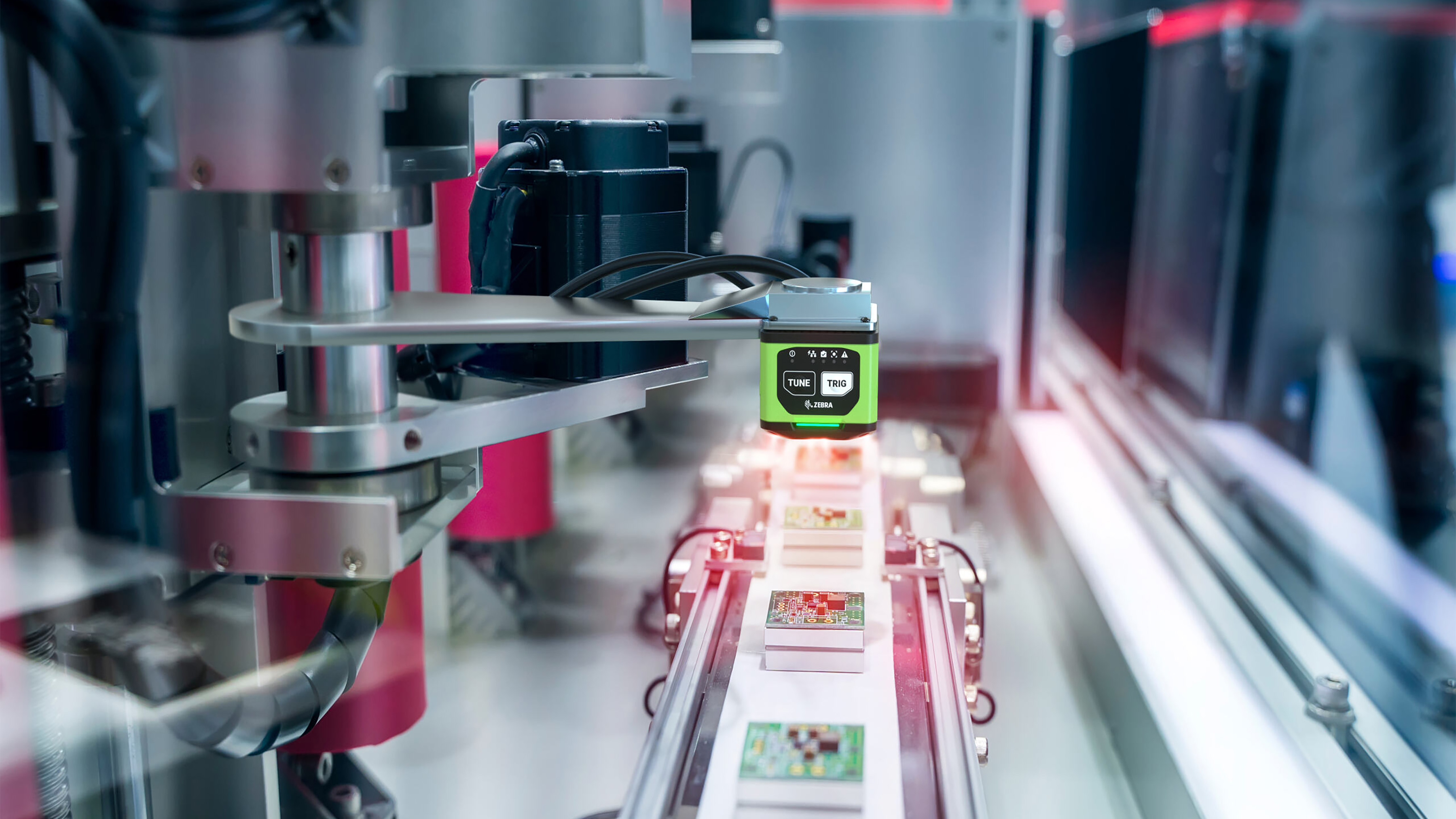 Machine Vision Camera imaging product on a conveyor belt. Machine Vision Camera imaging product on a conveyor belt.