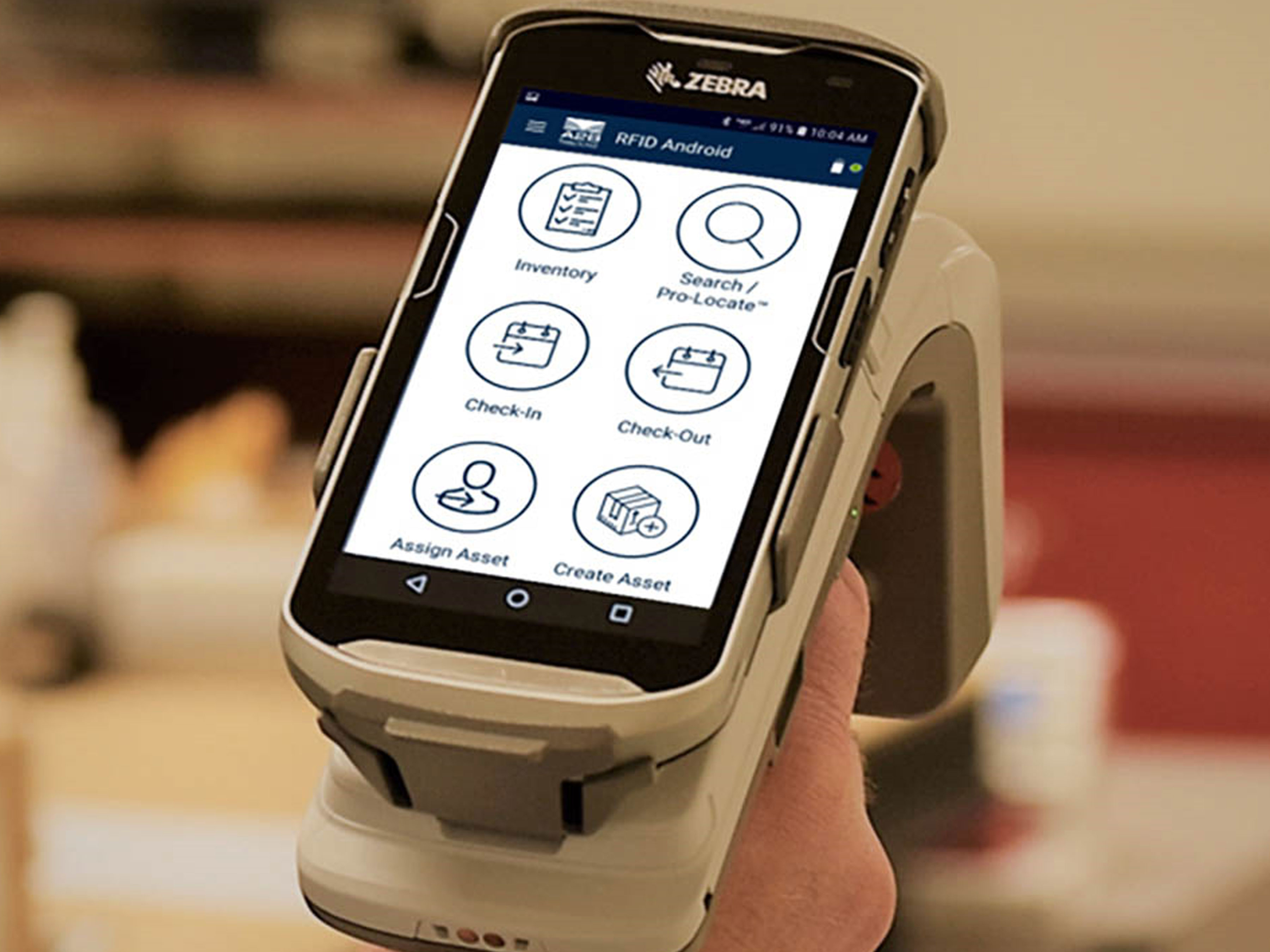 Ricoh Success Story Photo, 4x3, 3600 Zebra RFD8500 Handheld RFID Sled at Ricoh's facilities