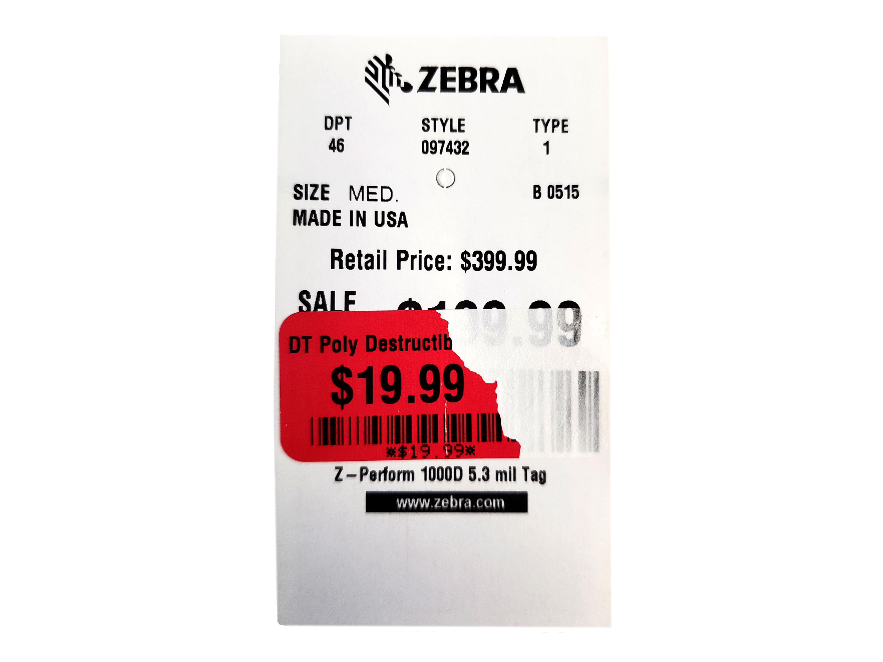 Zebra DT 8000D Jewelry Butterfly Label