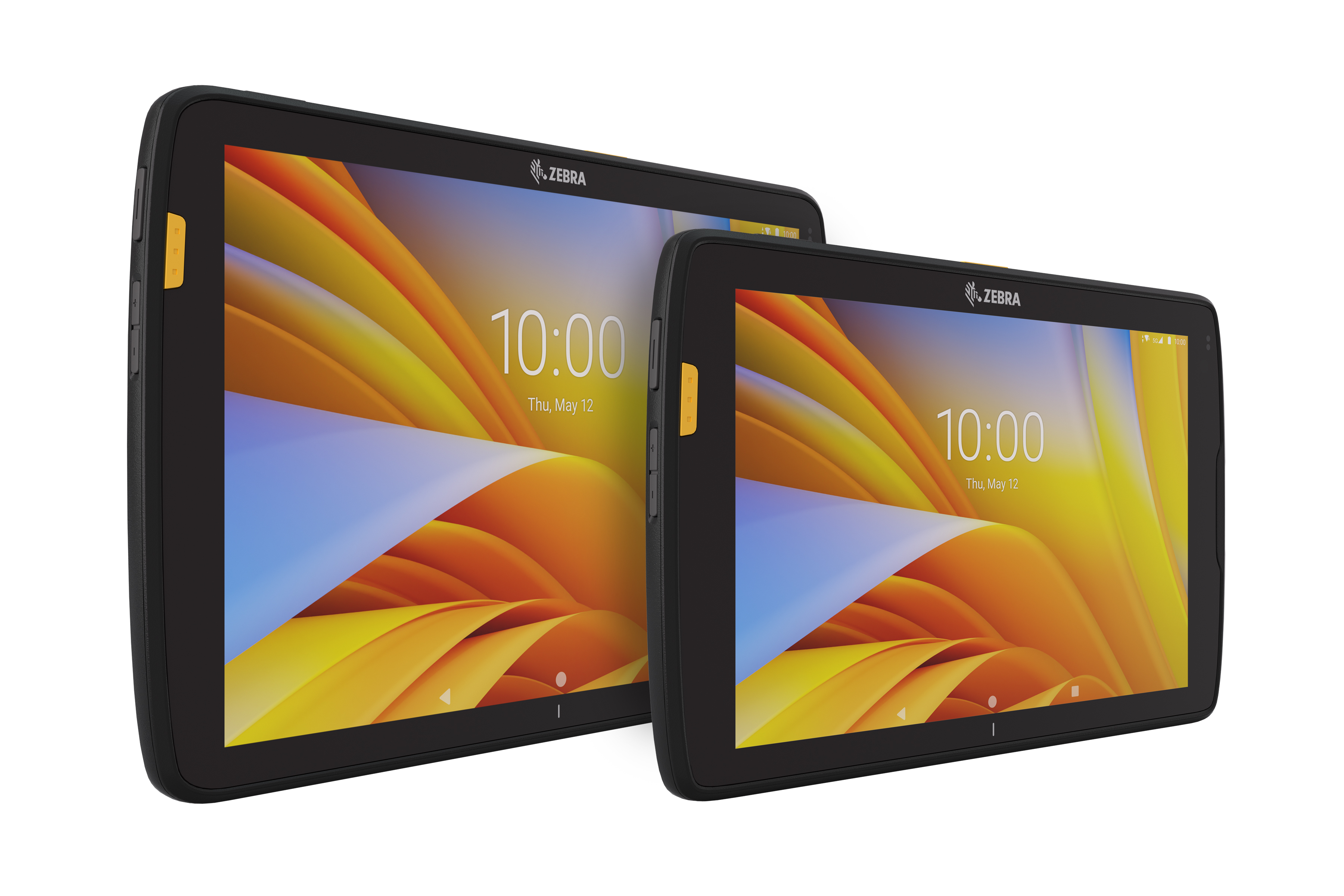 Front Right of Zebra ET4X tablet in black. Front Right of Zebra ET4X tablet in black.