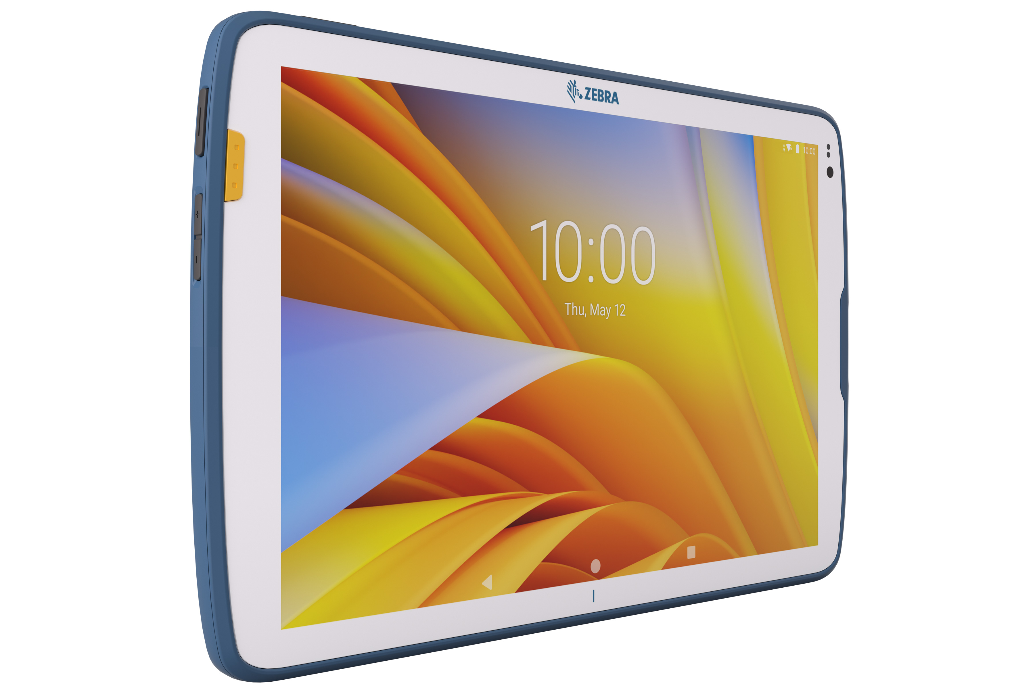 Front Right of Zebra ET4X-HC tablet in white. Front Right of Zebra ET4X-HC tablet in white.
