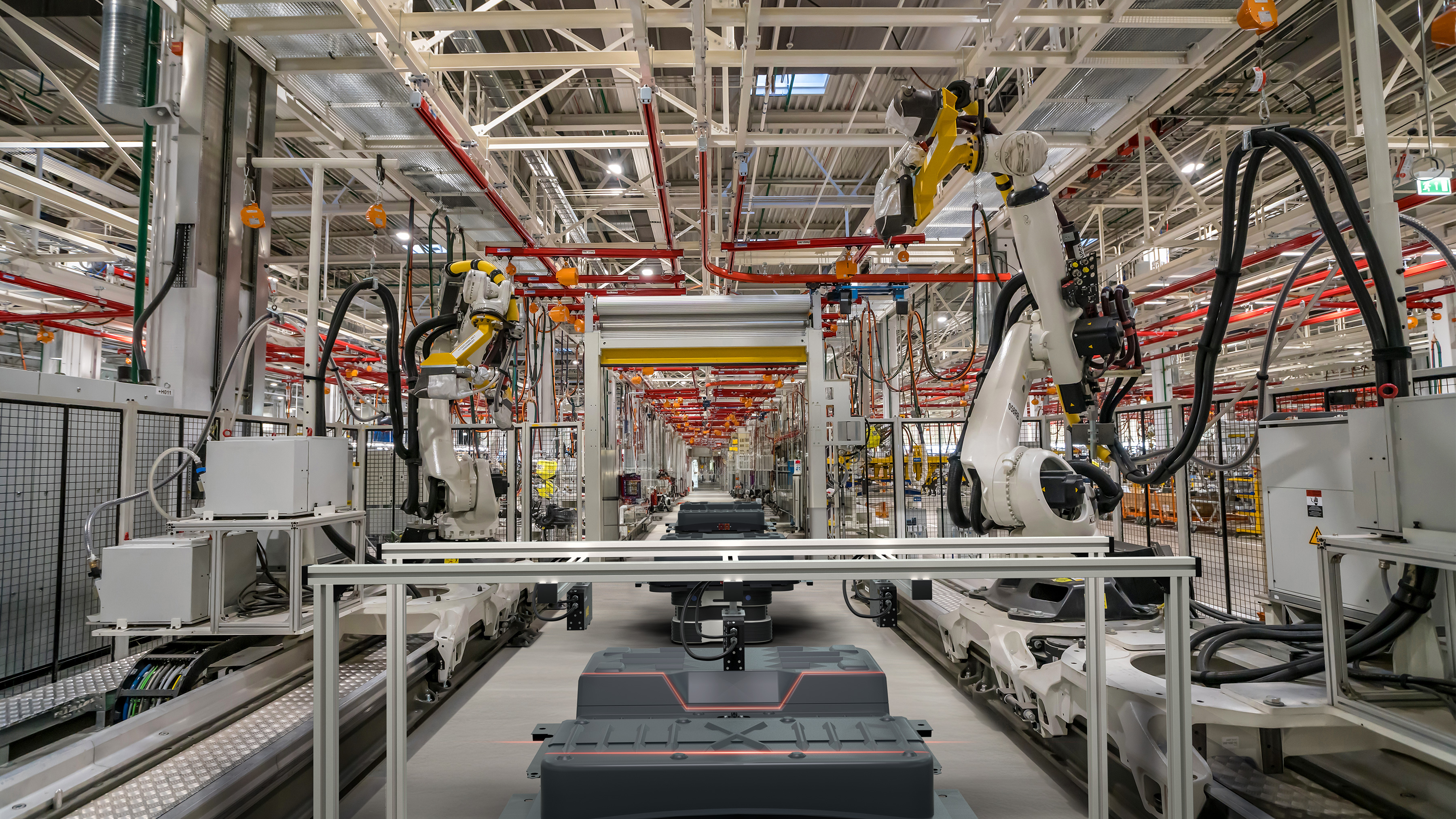 Robotic products being assembled at the factory Robotic products being assembled at the factory