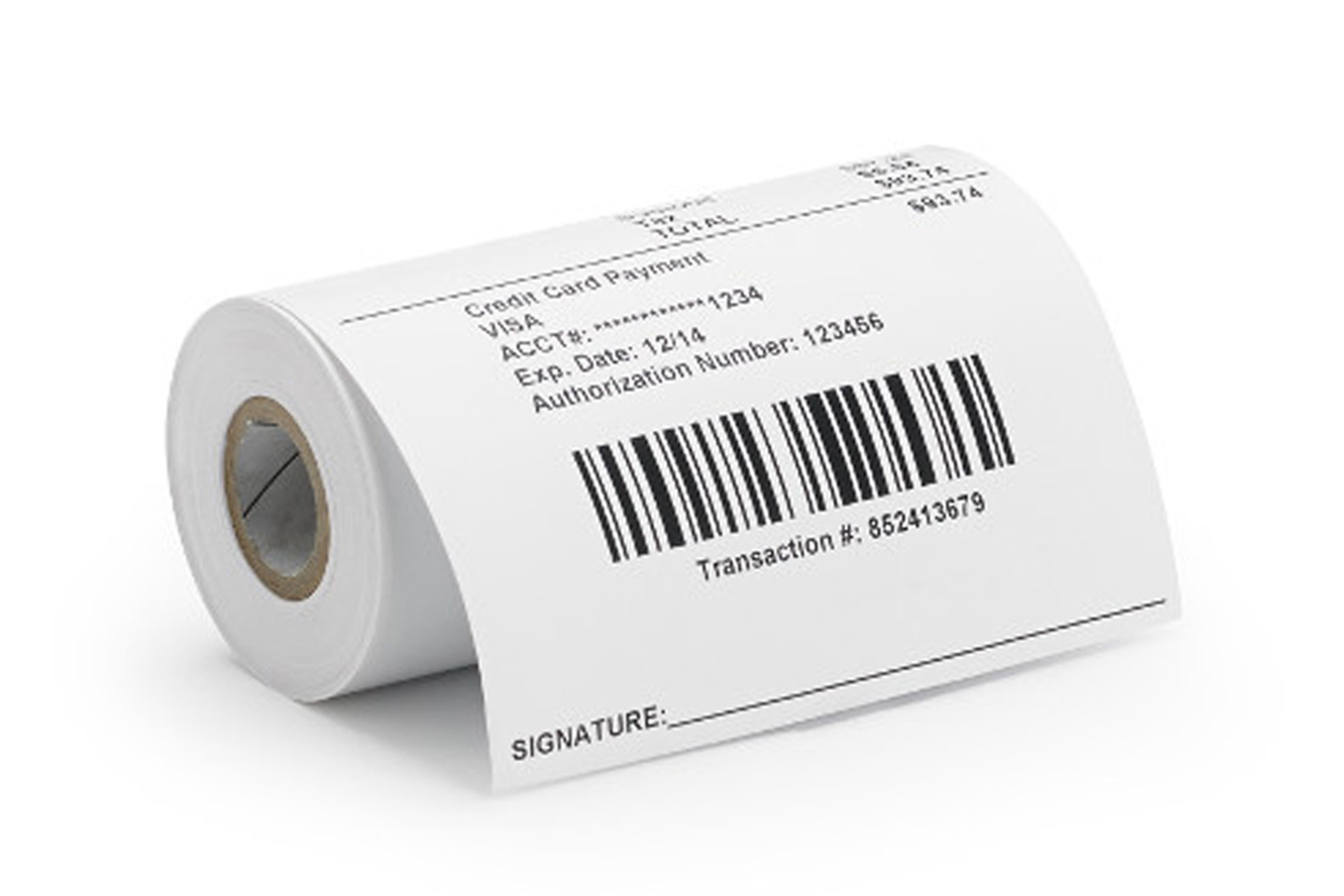 A roll of receipt paper with a barcode. A roll of receipt paper with a barcode.