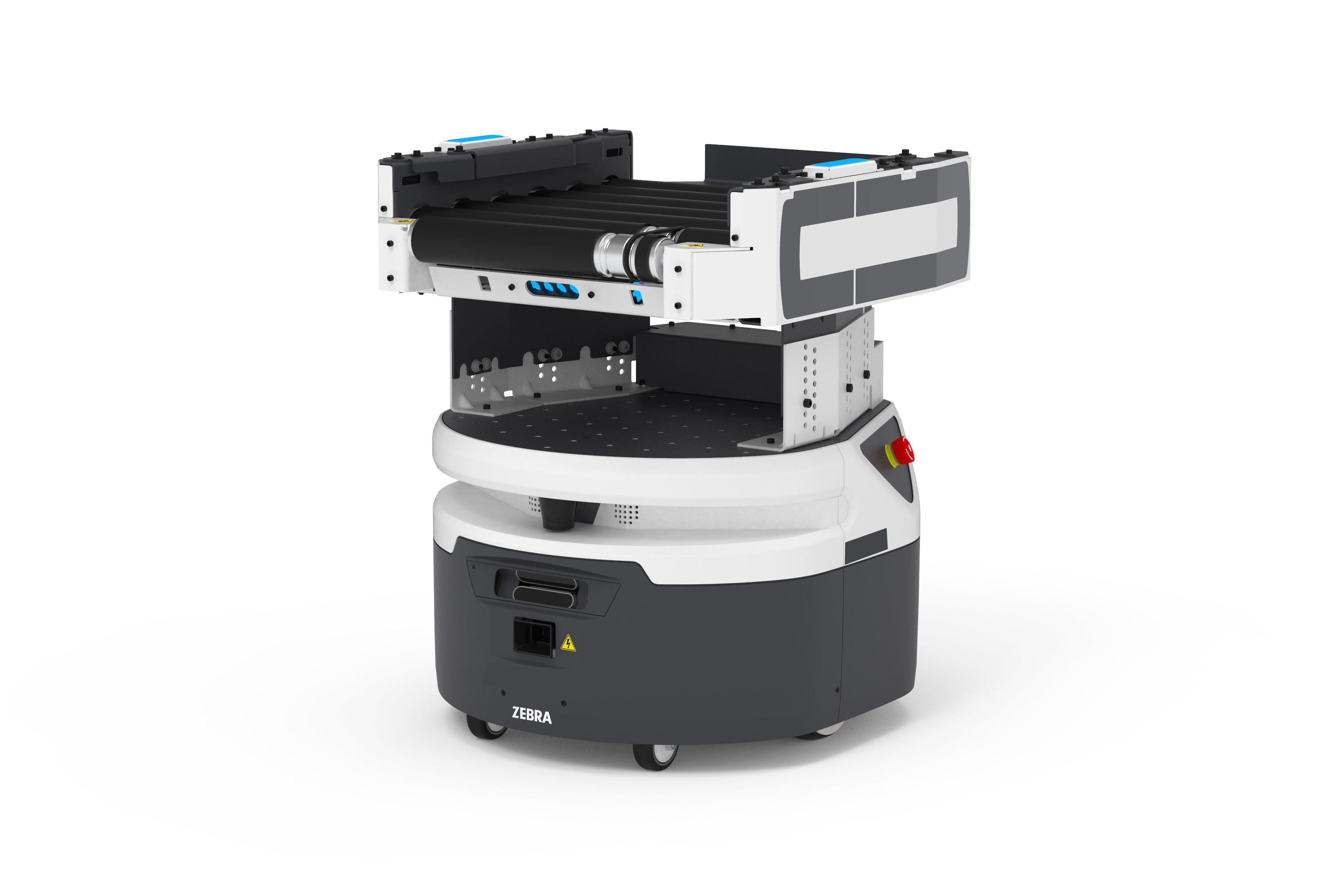 Right facing shot of Zebra Roller Series in grey and white Right facing shot of Zebra Roller Series in grey and white