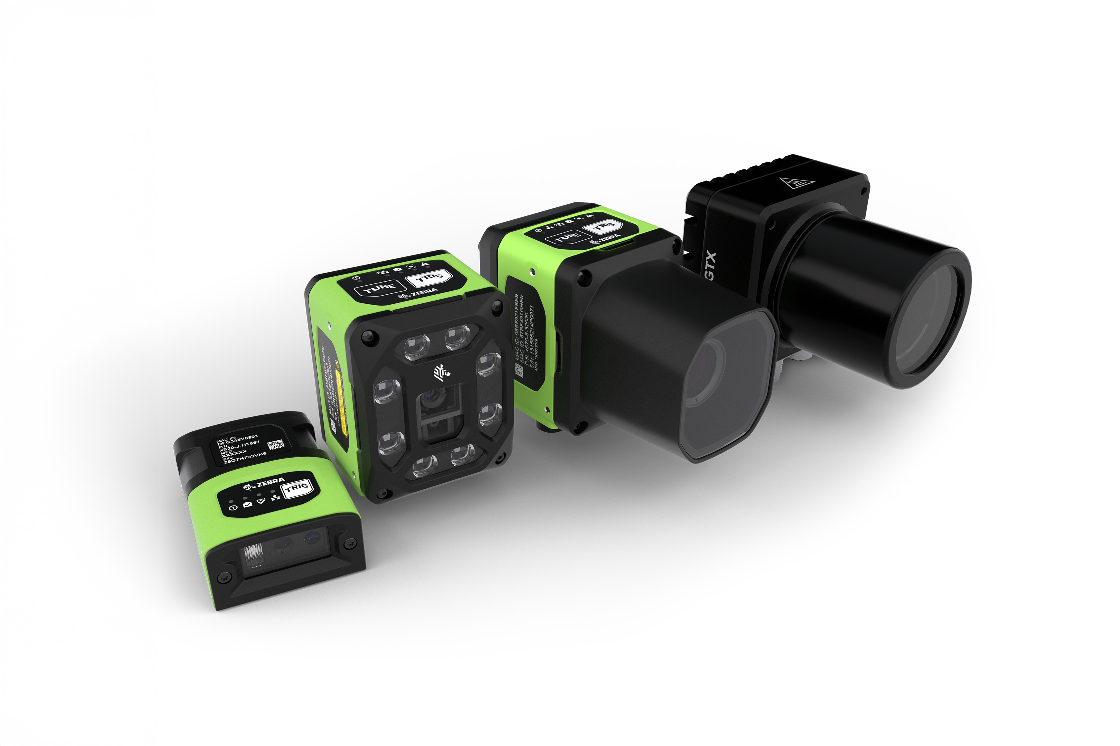 Group shot of Zebra Smart Cameras in Black and Green Group shot of Zebra Smart Cameras in Black and Green