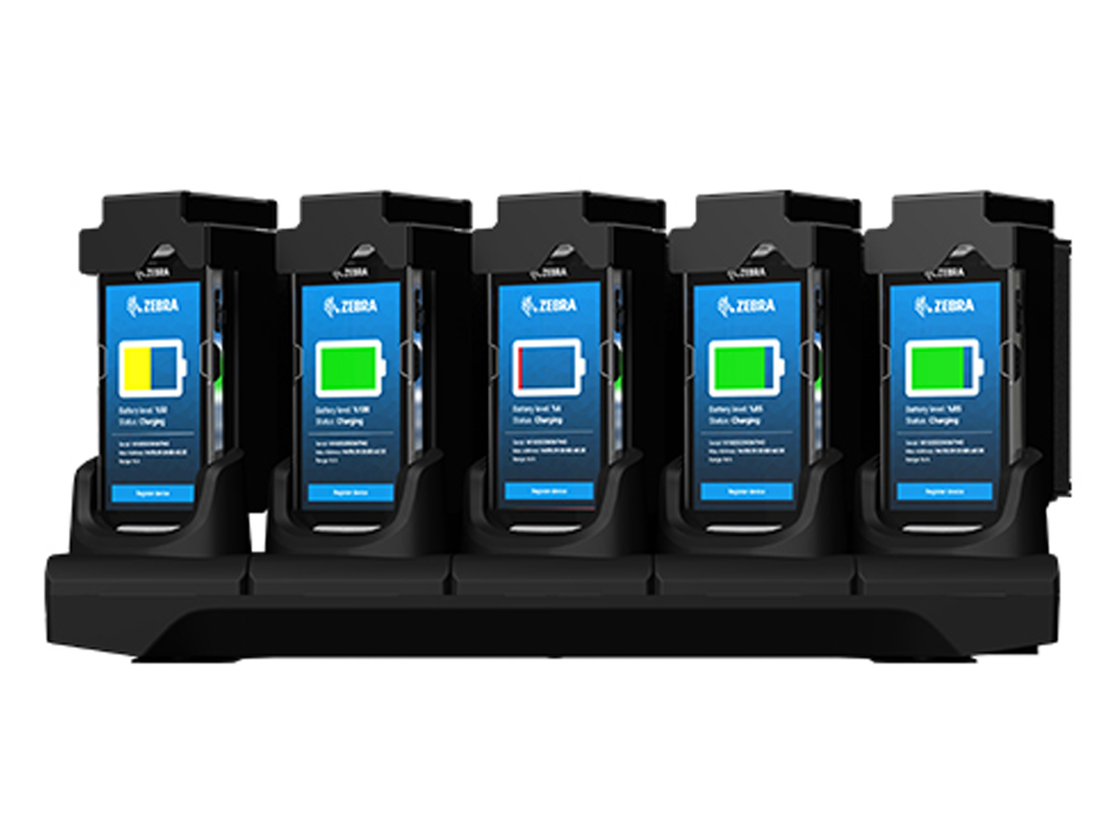 Guardian Cabinets Photography Website Cradle Lock 4x3 Zebra mobile computers docked in a cradle lock charging and storage configuration.