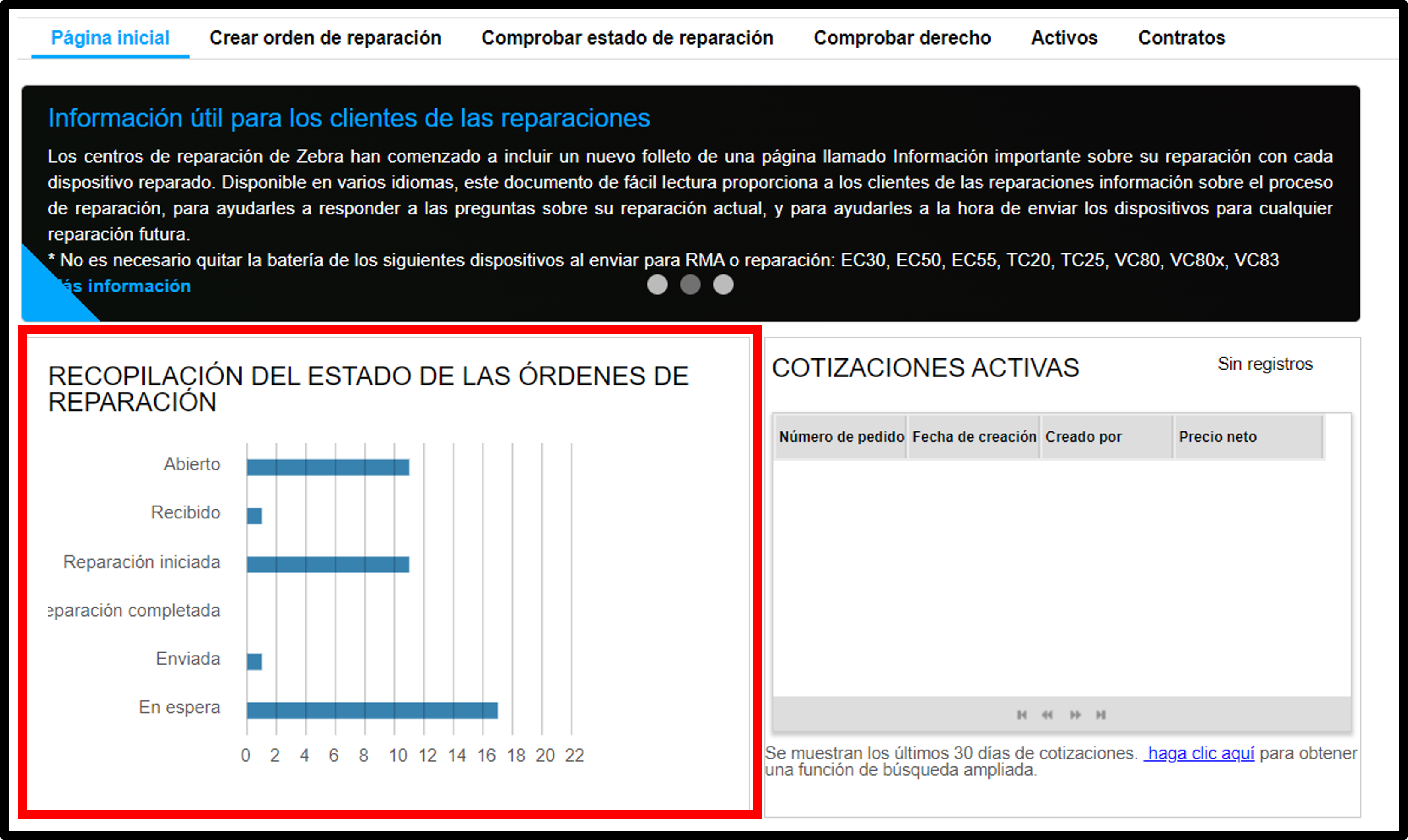 Introducción al portal de reparaciones, captura de pantalla 2