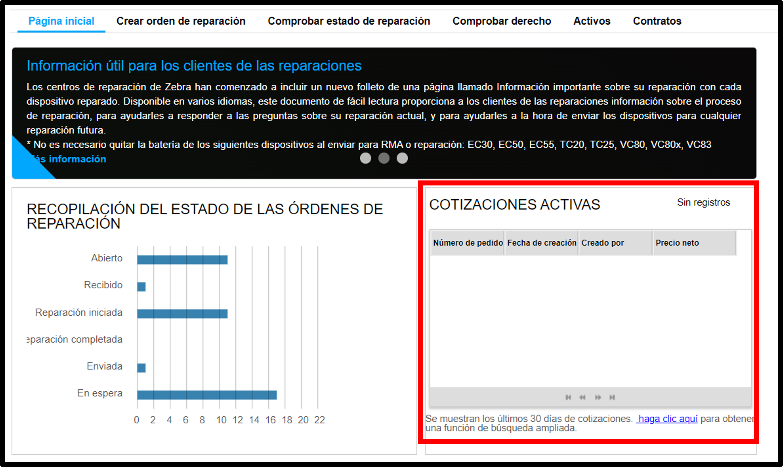 Introducción al portal de reparaciones, captura de pantalla 3