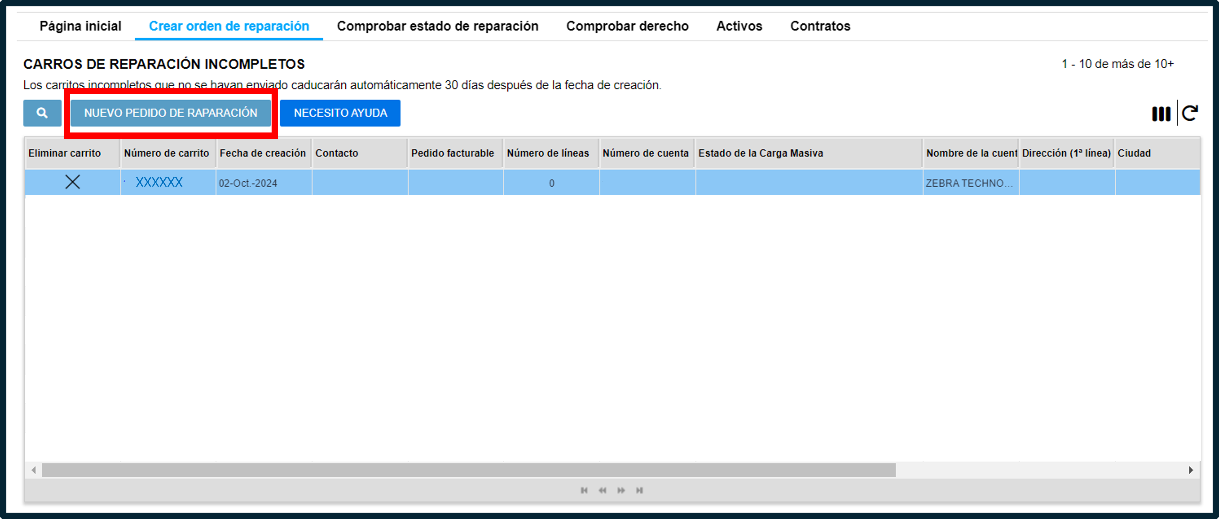 Introducción al portal de reparaciones, captura de pantalla 5