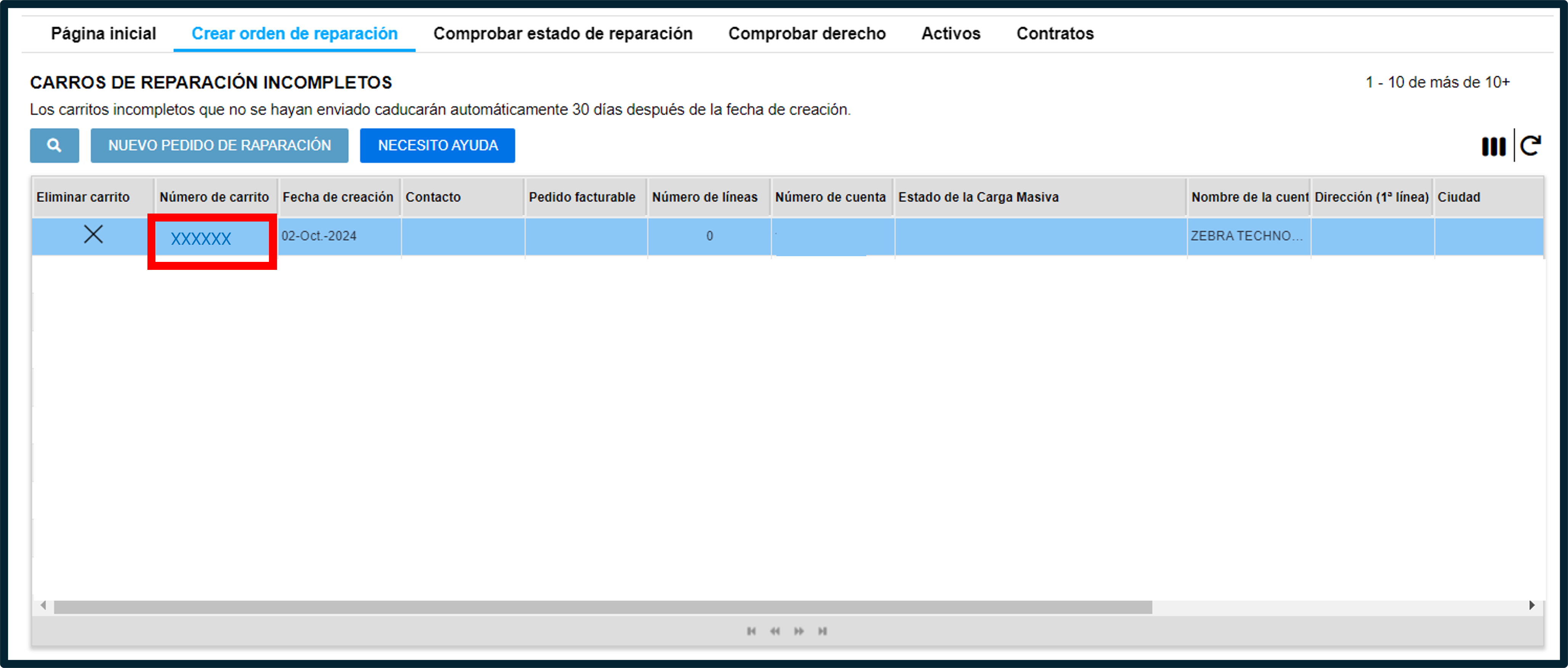 Introducción al portal de reparaciones, captura de pantalla 6